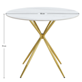 Jedálenský stôl, biely mramor/gold chróm zlatá, priemer 90 cm, MEKNER