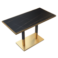 Jedálenský bistro stôl, čierny mramor/čierna/zlatá, 120x70 cm, DARIAN