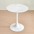 Jedálenský stôl, svetlý mramor/biela, priemer 80 cm, LORIAN