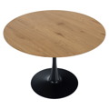 Jedálenský stôl, dub/čierna, priemer 110 cm, REVENTON NEW
