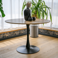 Jedálenský stôl, dub/čierna, priemer 110 cm, REVENTON NEW
