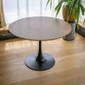 Jedálenský stôl, dub/čierna, priemer 110 cm, REVENTON NEW