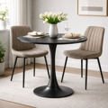 Jedálenský stôl, čierna, priemer 80 cm, REVENTON NEW