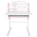 Rastúci písací stôl, ružová/biela, ADAN