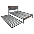 Posteľ s roštom a výsuvnou prístelkou, 140x200, čierna/sivá, NORDO