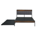 Posteľ s roštom a výsuvnou prístelkou, 160x200, čierna/sivá, NORDO