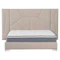 Posteľ s roštom a LED osvetlením, 160x200, béžová Velvet látka, ALTESA