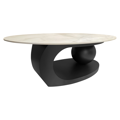 Konferenčný stolík, imitácia mramoru/čierna, AXEN