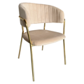 Dizajnové jedálenské kreslo, béžová Velvet látka/gold chróm zlatý, DASMIN NEW TYP 1