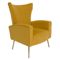 Relaxačné kreslo, žltá Velvet látka, BARET