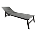Polohovacie záhradné lehátko, čierna/sivá, LOPEZ