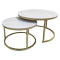 Konferenčné stolíky, set 2 ks, imitácia mramoru/gold chróm-zlatý, DEVNET 3 NEW