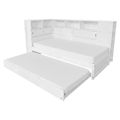 Posteľ s regálmi a prístelkou, biela, 90x200, LENDON