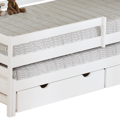 Posteľ s prístelkou a úložným priestorom, 90x200, biela, ELARA