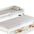 Posteľ s prístelkou a úložným priestorom, 90x200, biela, ELARA