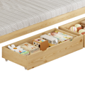 Posteľ s prístelkou a úložným priestorom, 90x200, prírodná, ELARA