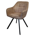 Otočné jedálenské kreslo, sivohnedá látka s efektom brúsenej kože, SAMANTA