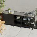 Záhradný kuchynský ostrovček, oceľ, čierna, INES TYP 1