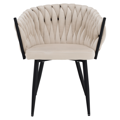 Jedálenské kreslo, svetlobéžová Velvet látka/čierna, BLER