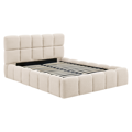 Posteľ s kovovým roštom a úložným priestorom, 140x200, béžová, SORELA
