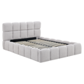 Posteľ s kovovým roštom a úložným priestorom, 140x200, sivá, SORELA