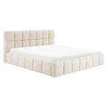 Posteľ s kovovým roštom a úložným priestorom, 180x200, béžová, SORELA