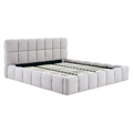 Posteľ s kovovým roštom a úložným priestorom, 200x200, sivá, SORELA