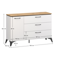 Komoda, biela/dub evoke, VELIS 1D3S