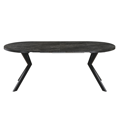 Jedálenský rozkladací stôl, betón tmavý/čierna, 100-250x75,5 cm, LUKOS
