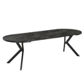 Jedálenský rozkladací stôl, betón tmavý/čierna, 100-250x75,5 cm, LUKOS