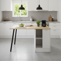 Kuchynský ostrovček, 150x90 cm, dub/biela/čierna, XILO