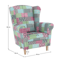 Kreslo ušiak, látka patchwork M1, CHARLOT