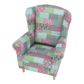 Kreslo ušiak, látka patchwork M1, CHARLOT