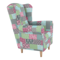 Kreslo ušiak, látka patchwork M1, CHARLOT