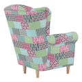 Kreslo ušiak, látka patchwork M1, CHARLOT