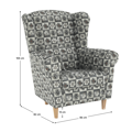 Kreslo ušiak, látka patchwork N1, CHARLOT