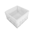 Lavica, 3 košíky, 2 zásuvky, drevo/prútie, biela, BLANCO