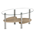 Konferenčný stolík, oceľ/číre sklo/dub sonoma, PANTY NEW
