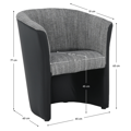Kreslo, ekokoža čierna/šenil sivý, CUBA