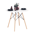Jedálenský stôl, biela/buk, priemer 90 cm, GAMIN 2 NEW 90