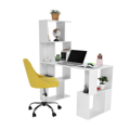 PC stôl s regálom, biela, FLOKI NEW