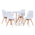 Jedálenský stôl, biela/buk, priemer 80 cm, ELCAN NEW TYP 2