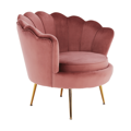 Kreslo v štýle Art-deco, ružová Velvet látka/gold chróm-zlatý, NOBLIN
