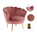 Kreslo v štýle Art-deco, ružová Velvet látka/gold chróm-zlatý, NOBLIN