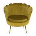 Kreslo v štýle Art-deco, horčicová Velvet látka/gold chróm-zlatý, NOBLIN