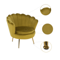 Kreslo v štýle Art-deco, horčicová Velvet látka/gold chróm-zlatý, NOBLIN