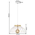 Visiaca lampa, biela/prírodná, drevo/kov, TREX TYP 2
