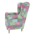 Kreslo ušiak, látka patchwork M1, CHARLOT