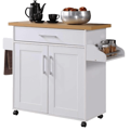 Servírovací vozík, biela/prírodná, JOSELYN