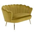 Lavica v štýle Art-deco, horčicová Velvet látka/gold chróm-zlatý, NOBLIN